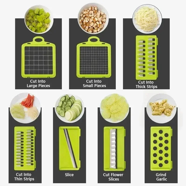 Multi functional kitchen vegetable slicer, grinder, diced, divided, 14/16 piece set vegetable slicer, potato grinder