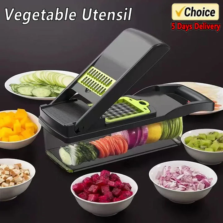 Multi functional kitchen vegetable slicer, grinder, diced, divided, 14/16 piece set vegetable slicer, potato grinder