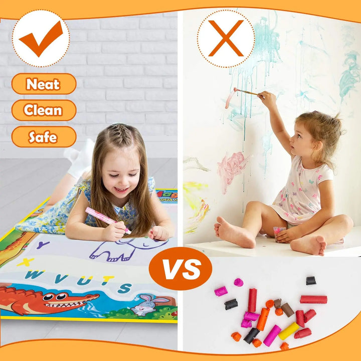 100x80CM Magic Water Drawing Mat Coloring Doodle with Reusable Magic Pens Montessori Painting Board Educational Toys Kids Gifts
