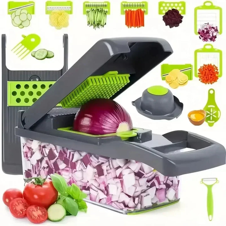 Multi functional kitchen vegetable slicer, grinder, diced, divided, 14/16 piece set vegetable slicer, potato grinder