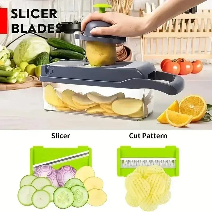 Multi functional kitchen vegetable slicer, grinder, diced, divided, 14/16 piece set vegetable slicer, potato grinder
