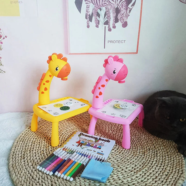 Children led projector drawing table toy painting set table educational board learning tools painting toys for children